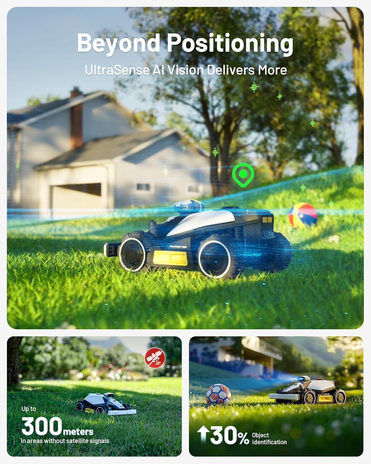 LUBA mini AWD 1500H Robot Lawn Mower with 4G for 0.37 Acre, All-Wheel-Drive for 80% Slope, No Perimeter Wire, UltraSense AI Vision+RTK Auto-Mapping, Cutting Height 2.2"-4.0"