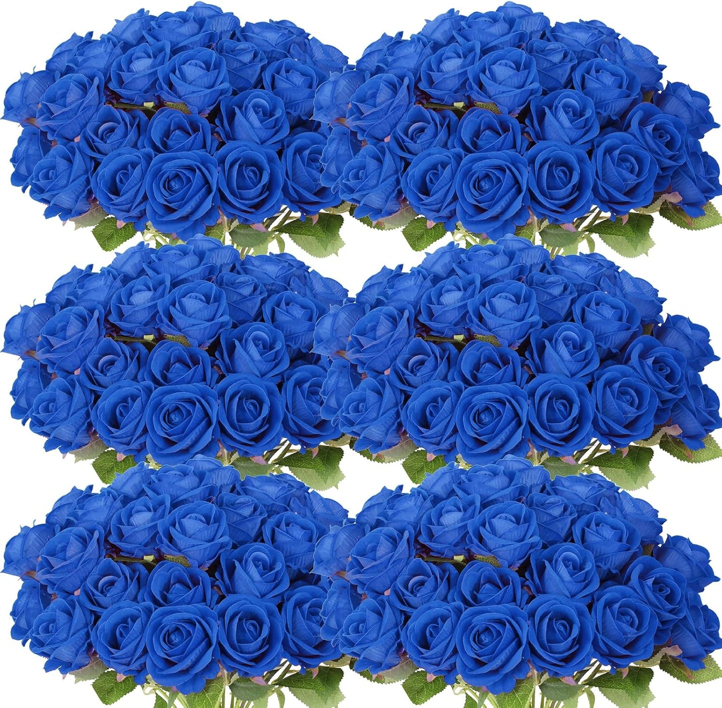 55 PCS Fake Roses Artificial Flowers Bulk, Blue Roses Bridal Bouquet Silk Faux Rose with Stems for Wedding Flowers Decoration, Valentine's Day, Bridal Bouquet, Anniversary,Home Decor(55PCS, Blue)