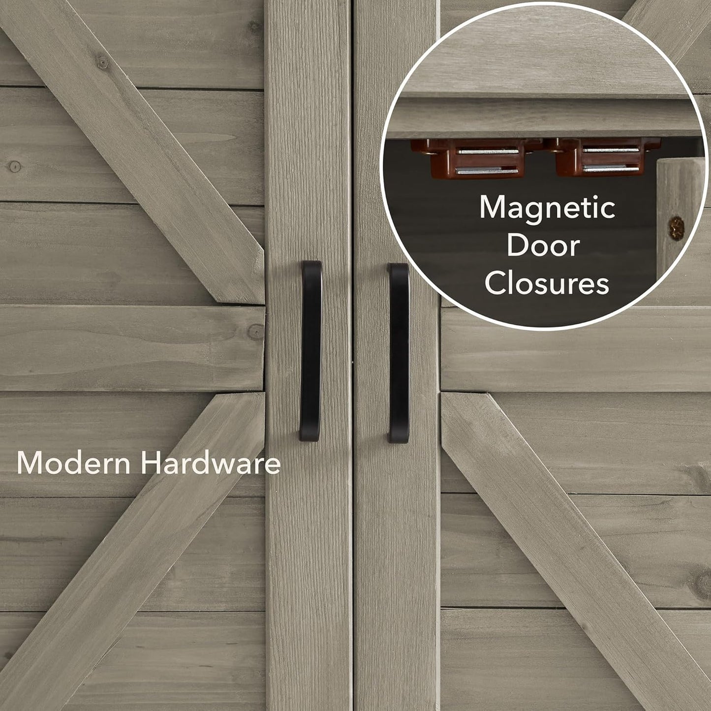 Casafield Outdoor Garden Potting Bench with Metal Tabletop and Storage Cabinet - Wooden Outdoor Garden Patio Workstation Table, Gray