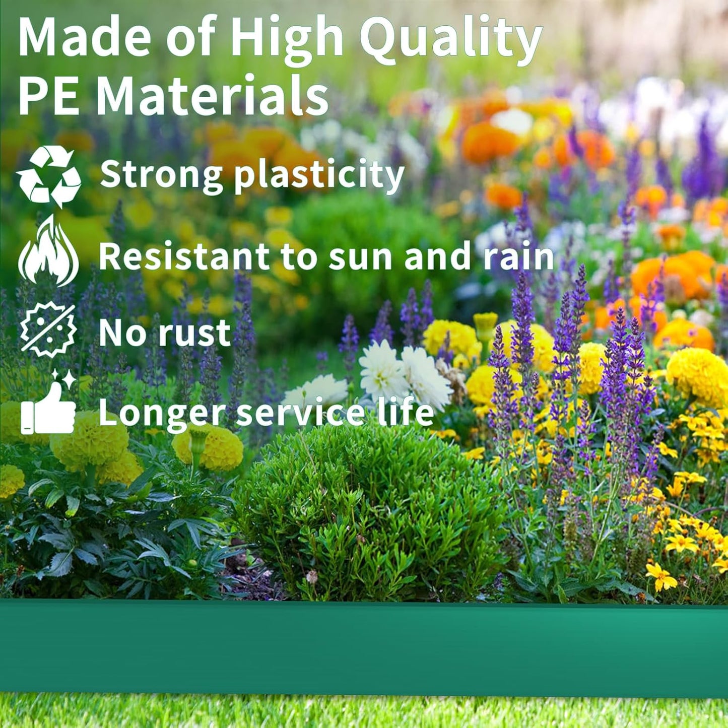 4 in x 100 Ft Garden Landscape Edging, No Dig Garden Edging Border Kit with 184 Pcs Spikes for Flower Bed Lawn Yard Grass Green