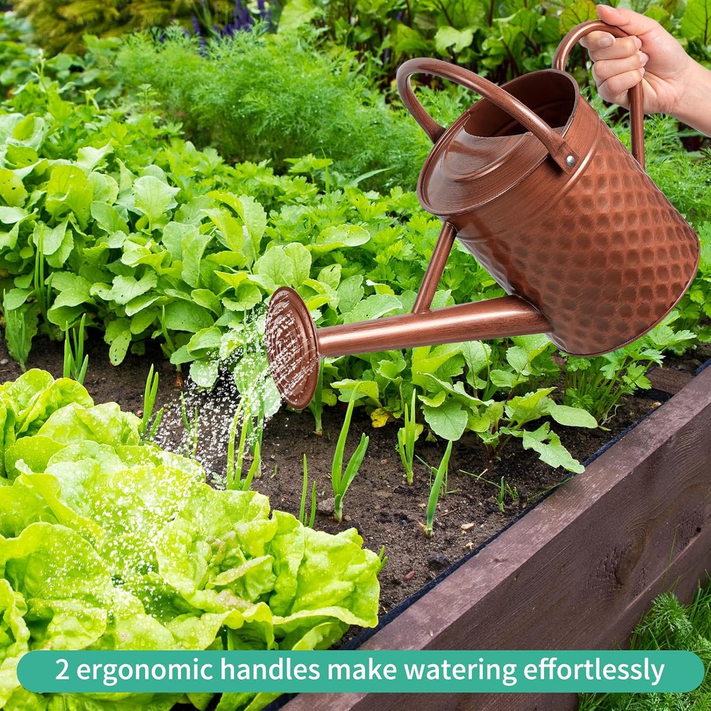 1 Gallon Metal Watering Can for Outdoor Indoor Plants, Copper Colored Watering Can with Removable Spray Spout, Ideal for Garden Watering