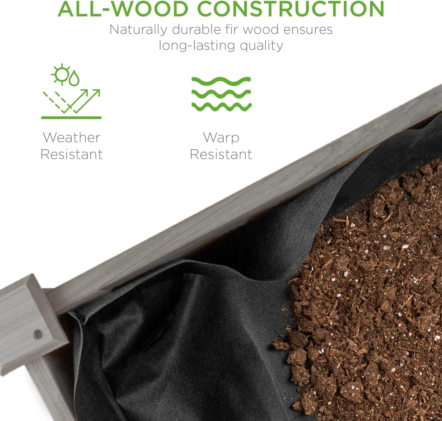 Best Choice Products 48 x 24 x 30 Inches Raised Garden Bed, Elevated Wood Planter Box Stand for Backyard, Patio, Balcony with Bed Liner, 200 Pound Capacity - Gray