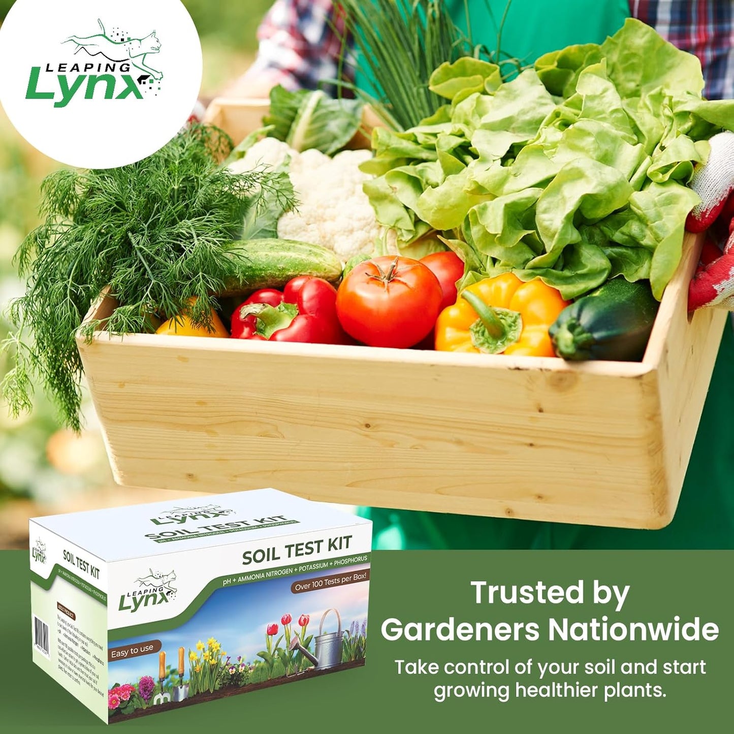 Complete Garden Soil Test Kit – Easy to Use Sensitive Soil Tester for Garden Nutrients, Soil pH Tester, Nitrogen, Phosphorous, & Potassium – Soil Testing Kit for Gardening – Lab at Your Fingertips