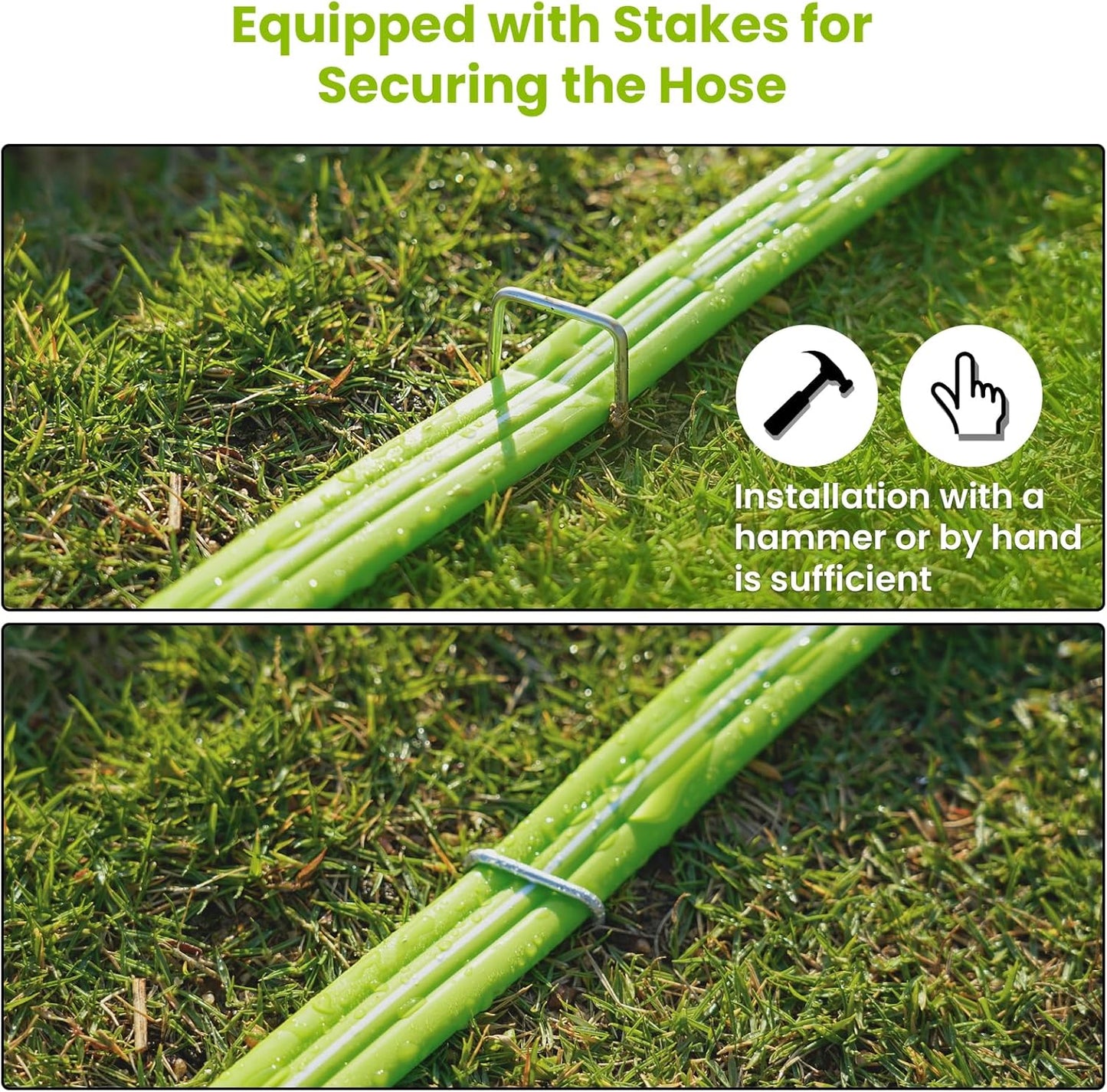Sprinkler Soaker Hose 15FT, Watering Hose with Holes, High-Efficiency Sprinklers System for Garden and Lawn with Staples