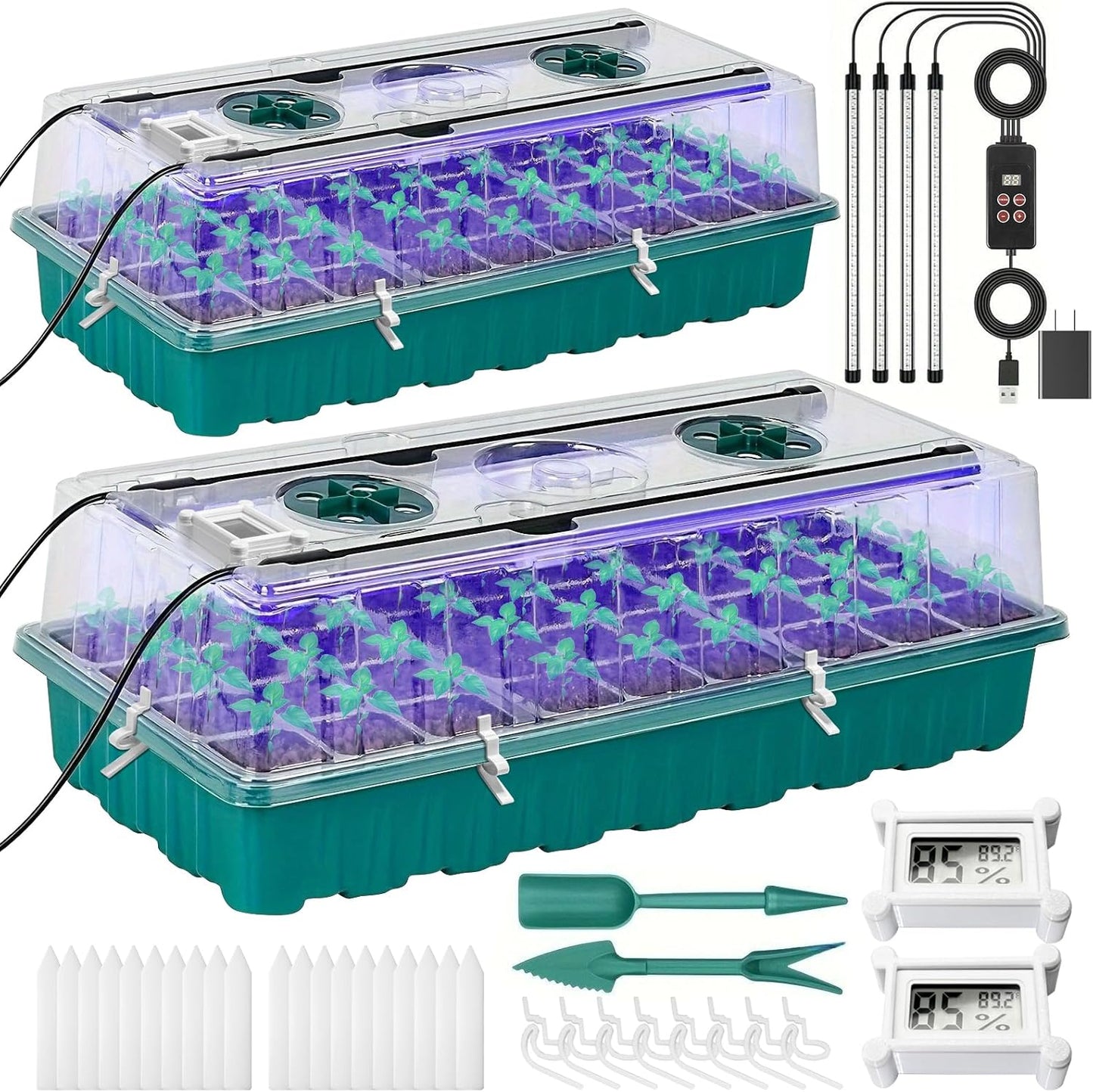 Seed Starter Tray with Grow Light,Easy-to-Use 72 Cell Seed Starter Kit,Auto-Timer Seed Germination Kit,Heavy-Duty Plant Trays,Humidity Dome for Indoor Plants