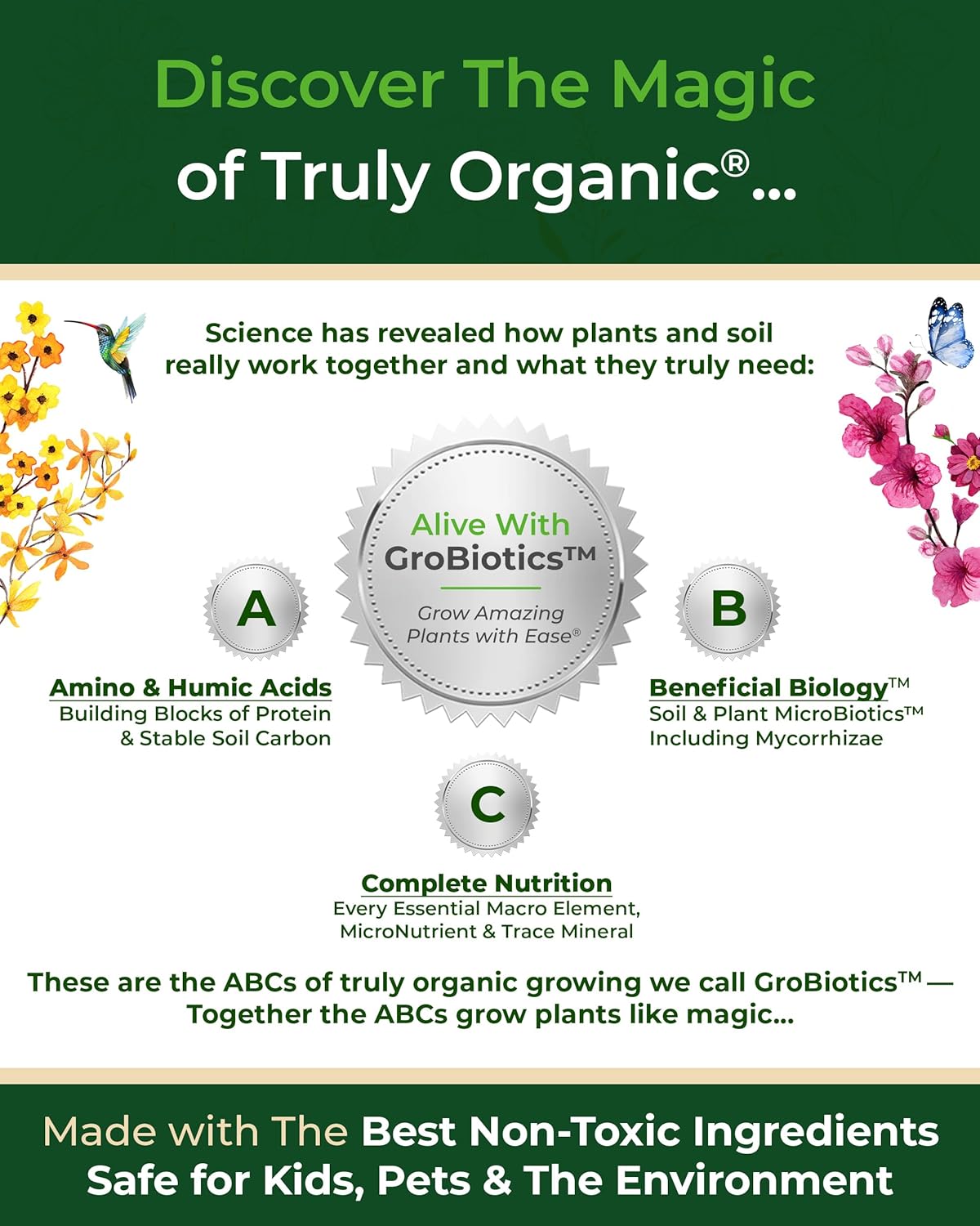 Organic Plant Magic - Truly Organic™ Long-Lasting Spreadable Plant Food: All-Purpose Fertilizer Granules for All Flower Vegetable Herb Fruit Tree Shrub Container Garden & House Plants [One 20 lb Bag]
