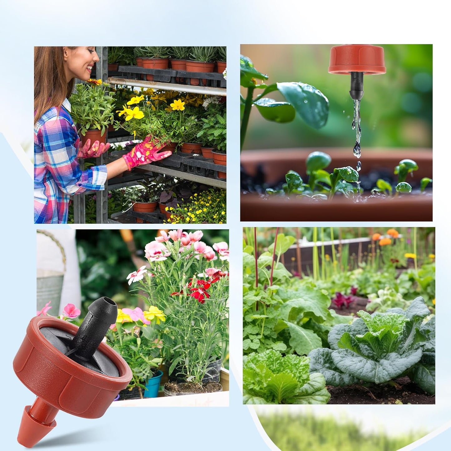 30Pcs 1 GPH Pressure Compensating Irrigation Spot Drippers,Constant Flow Barb Outlet Watering Dripper Emitters Heads Parts for 1/4 Inch Watering Tubing Line for Garden Pots Plant Irrigation Systems