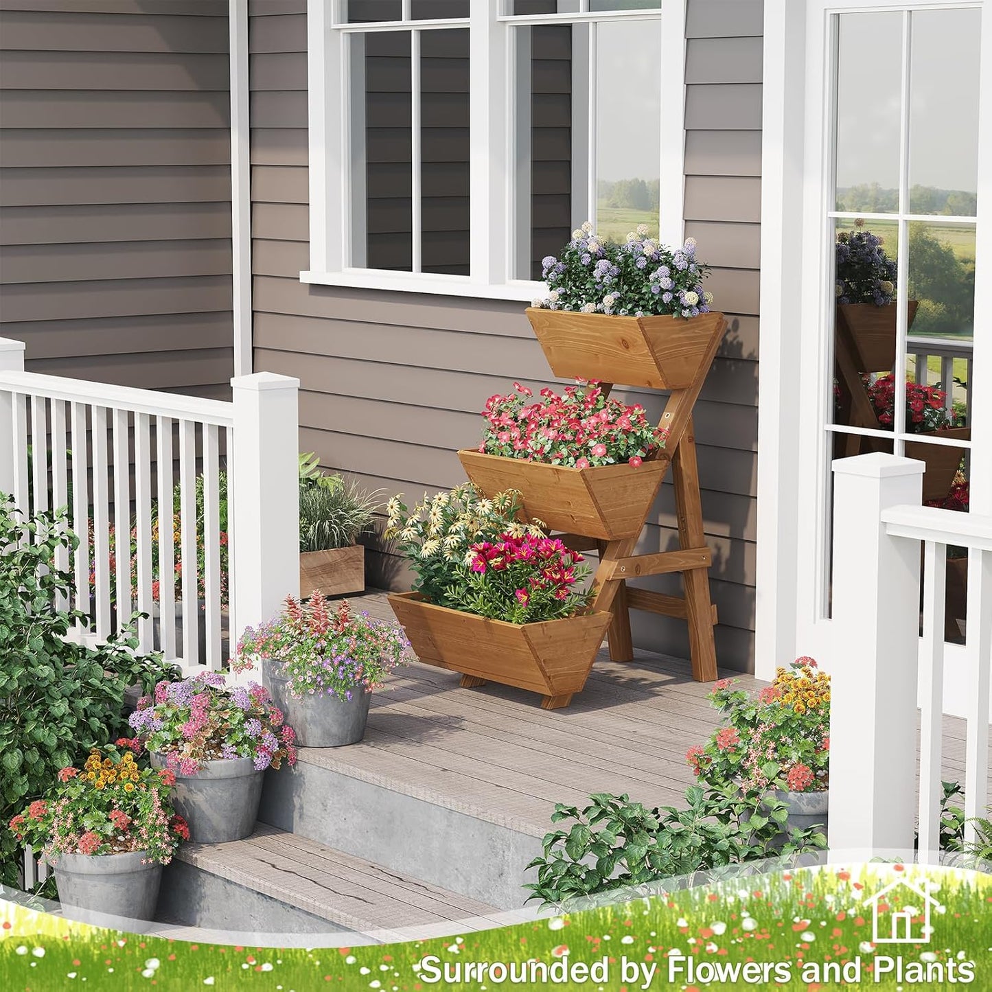 Small Raised Garden Bed, 3 Tier Vertical Garden Planter for Indoor & Outdoor, Raised Planter Box with Legs