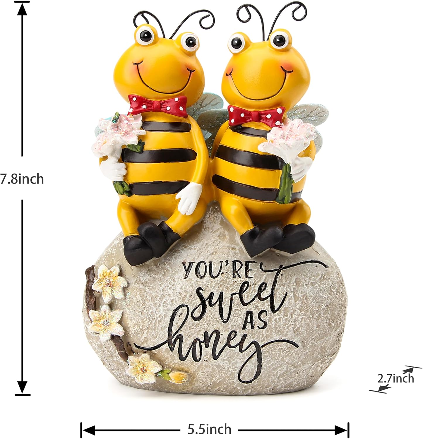 Bee Statue for Garden Decorations Honey Bee Figurine for Outdoor Patio Lawn Porch Yard Backyard Outside Indoor Shelf Table Home Decor Garden Sculptures & Statues Holiday Spring Summer Bee Gift