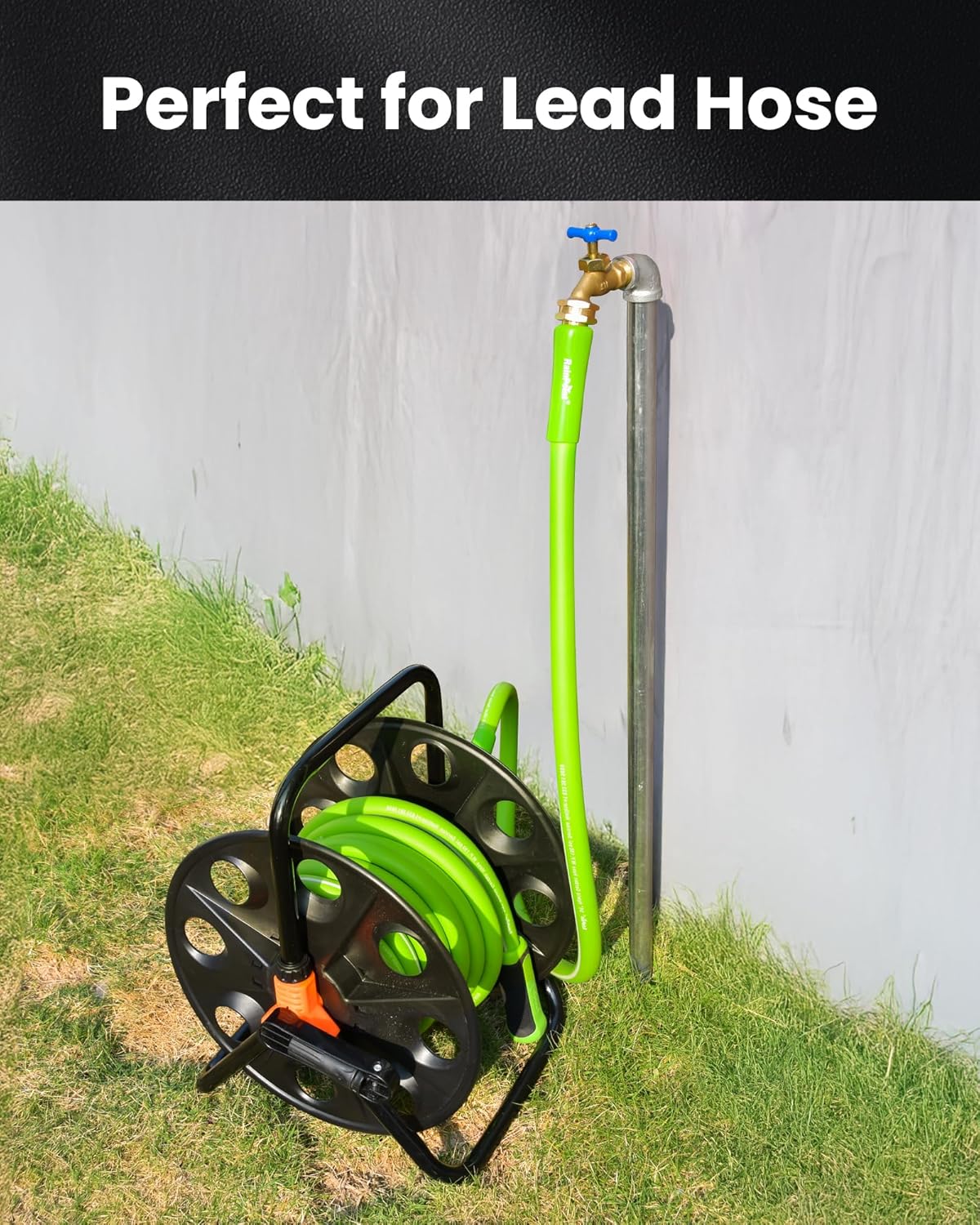 RAINPOINT Short Leader Garden Hose 5ft - Lightweight Water Hose with Swivel Handle - Flexible, Heavy Duty, Hybrid Rubber, with Male to Female Fittings