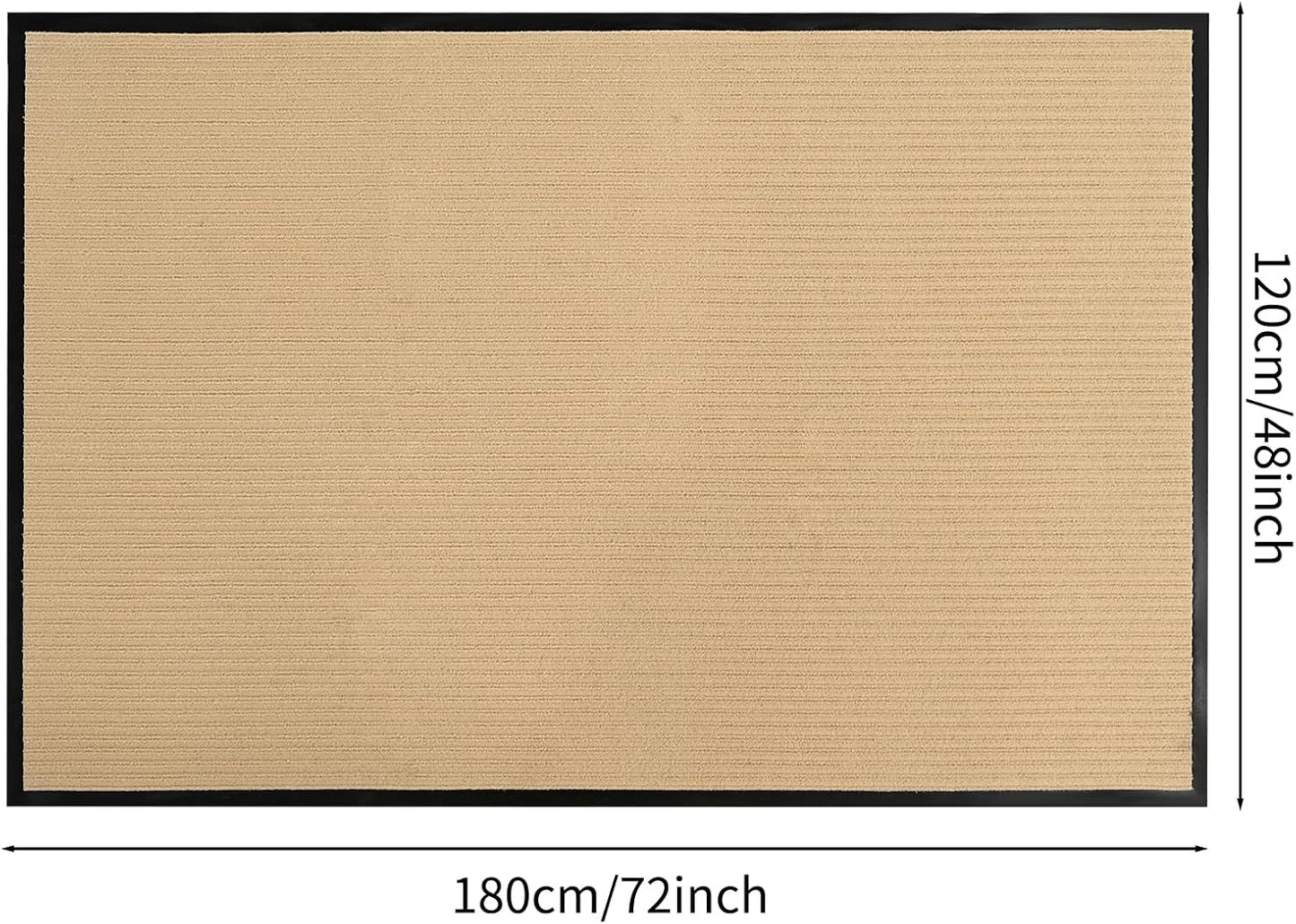 fani Heavy Duty Large Outdoor Indoor Entrance Black Doormat Waterproof Low Profile Entrance Rug Front Door Mat Patio Anti-Skid Rubber Back, 48x72 inch (Beige)