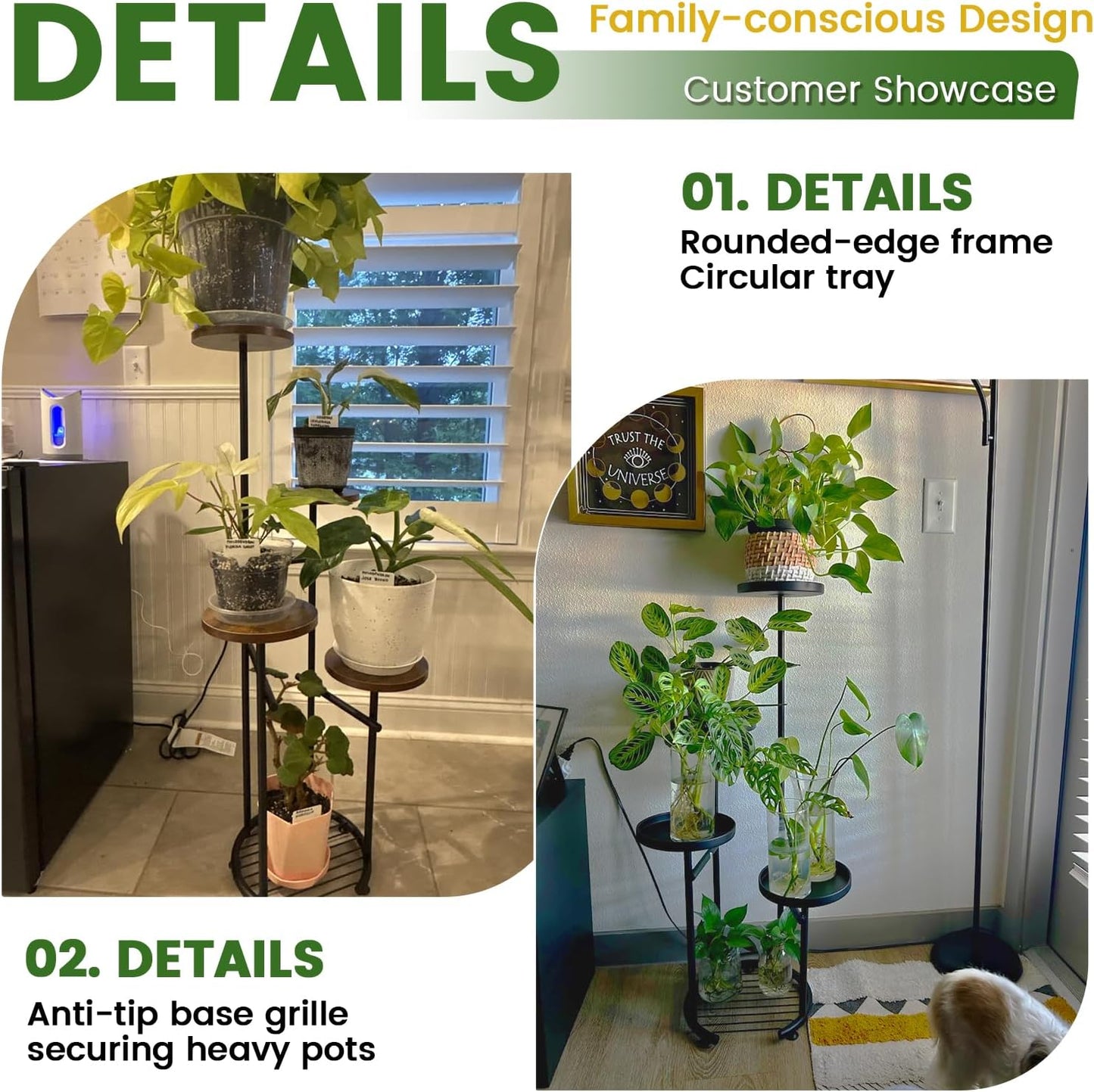 TOSKING 5 Tier Tall Plant Stand Indoor Outdoor, Heavy Duty Corner Plant Stand with Space-Saving Plant Shelf for Multiple Plants| Round Plant Table Design for Living Room Balcony Garden (Black, 38in)