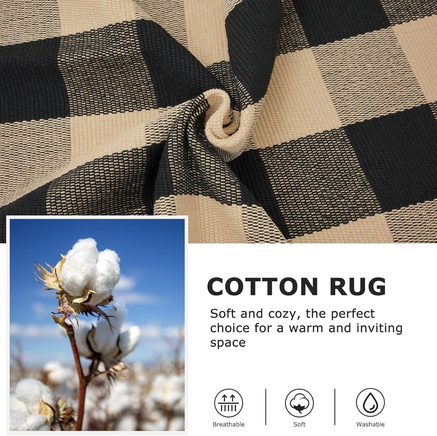 IOHOUZE Buffalo Plaid Checkered Rug 27.5 x 43 Inches Front Door Mats, Washable Area Rugs for Front Porch Welcome Mats Indoor Outdoor, Entryway Door Rug for Entryway, Home Entrance, Tan Black