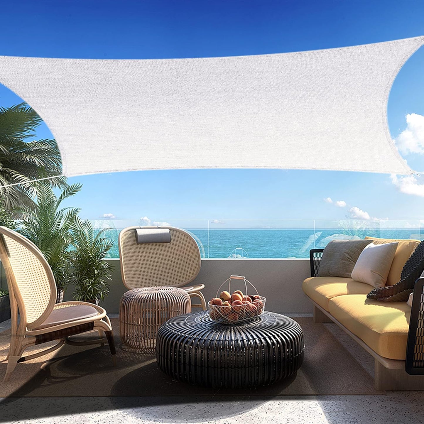 4' x 7' White Rectangle Sun Shade Sail SSP1212 Canopy Durable Fabric UV Block Awning,We Make Custom Orders