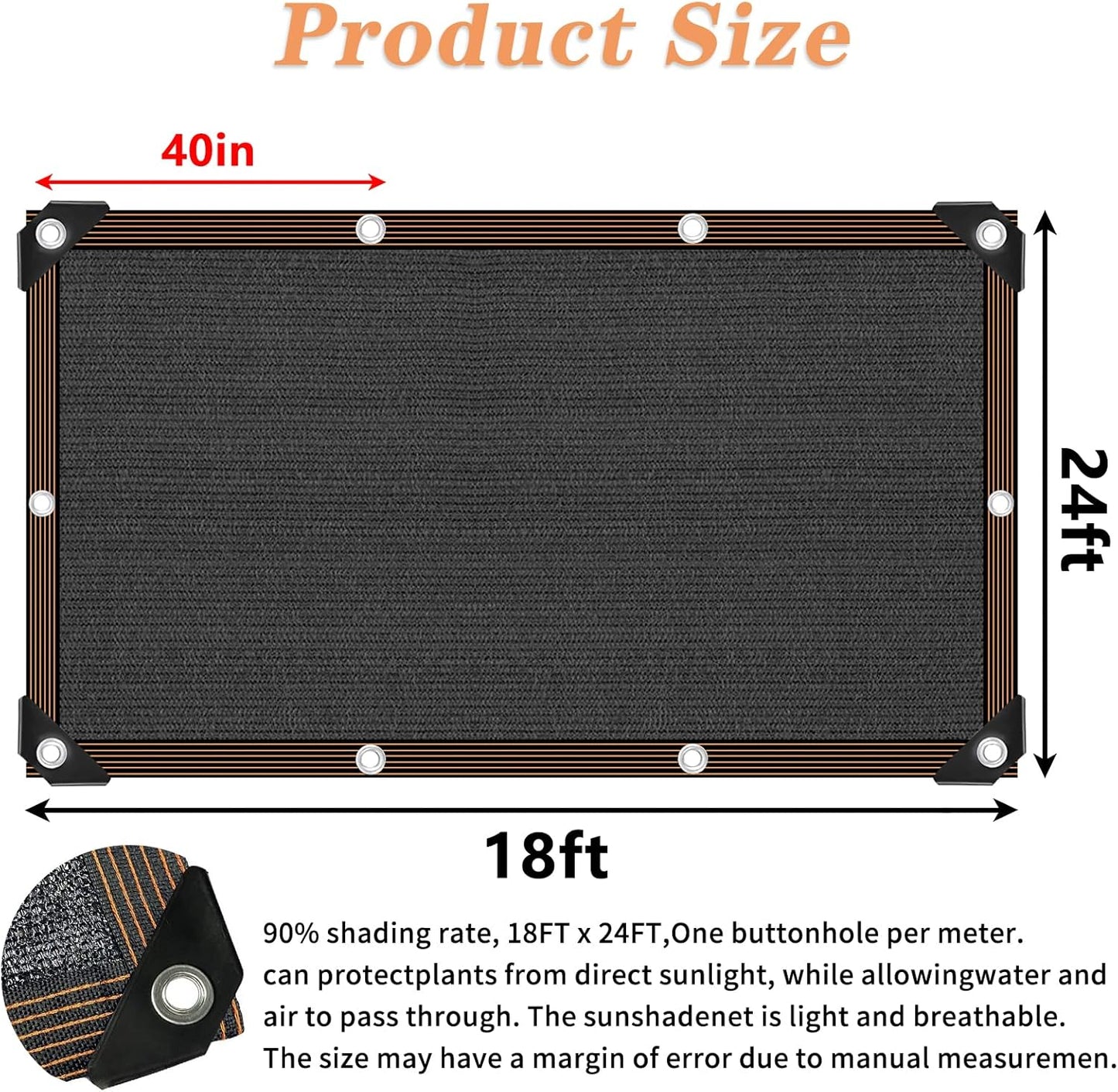 QLOFEI 18 x 24 FT Shade Cloth for Garden, 80% Sunblock Shade Neting Cover with Grommets, Sun Screens for Patio Plants Greenhouse, Mesh Tarp for Kennel Chicken Coop Pergola Outdoor