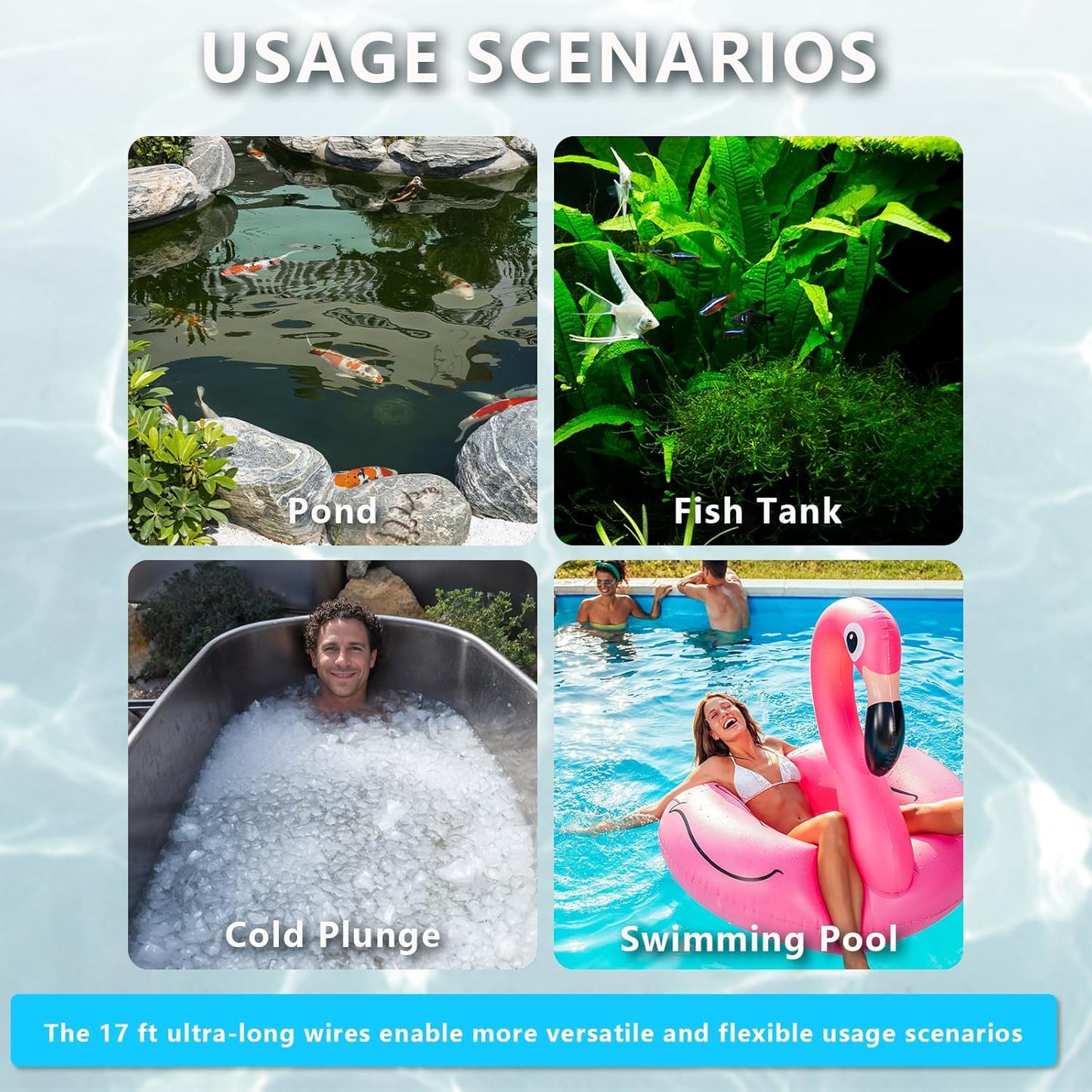 20W Pond UV Light for 100-1000 Gallon, Aquarium UV Light, UV Water Clarifier for Koi Pond, Cold Plunge, Aquarium, Swimming Pool, Spa and Fish Tank Algea Control