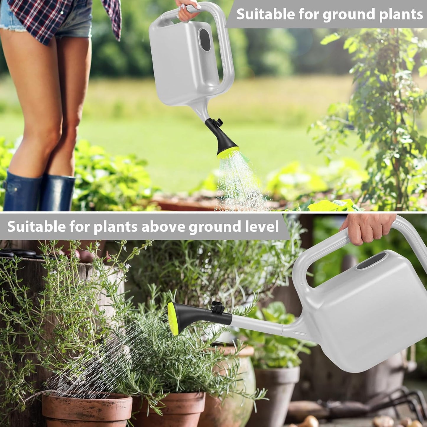 Outdoor Watering Can for Plants Indoor Watering Can for Houseplants 3/4 Gallon 3L (Grey)