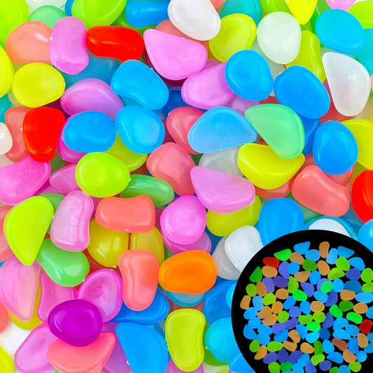 0.7LB 25-27mm Color Glowing Rocks for Driveway Glow in The Dark Rocks for Fish Tank Luminous Pebble Stones for Lawn Landscape Decor Garden Patio Aquarium Walkway
