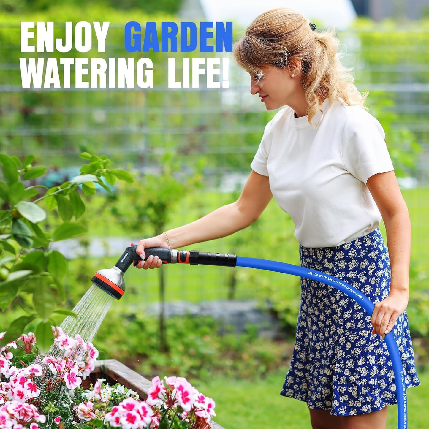 Heavy Duty Garden Hose 75 ft, Non-Expanding Flexible Water Hose, Kink Resistant Lightweight Hybrid Hose, Leakproof Hose Male to Female Fittings