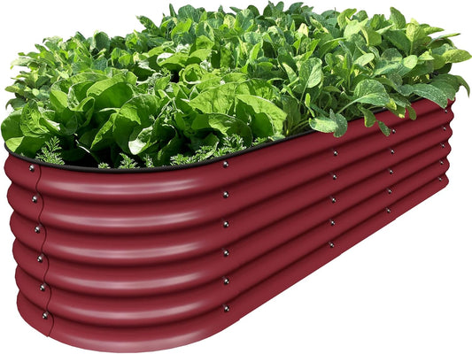 Olle Galvanized Raised Garden Beds Outdoor 17" Tall 12 in 1 Planter Raised Beds for Growing Herbs Vegetables Flowers Raised Garden Beds, Barn Red