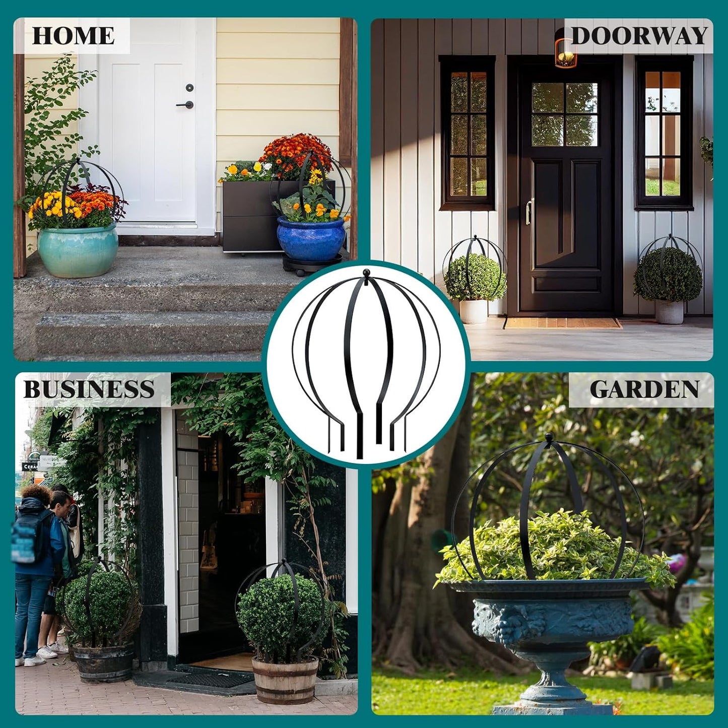 2 PCS Large Metal Trellis Obelisks Sturdy Round Circle Trellis for Climbing Plant Support Indoor Outdoor Potted Vines, Cucumbers & Flowers, Patio Doorway Garden Decor (Black, 25.20 x 21.26'')