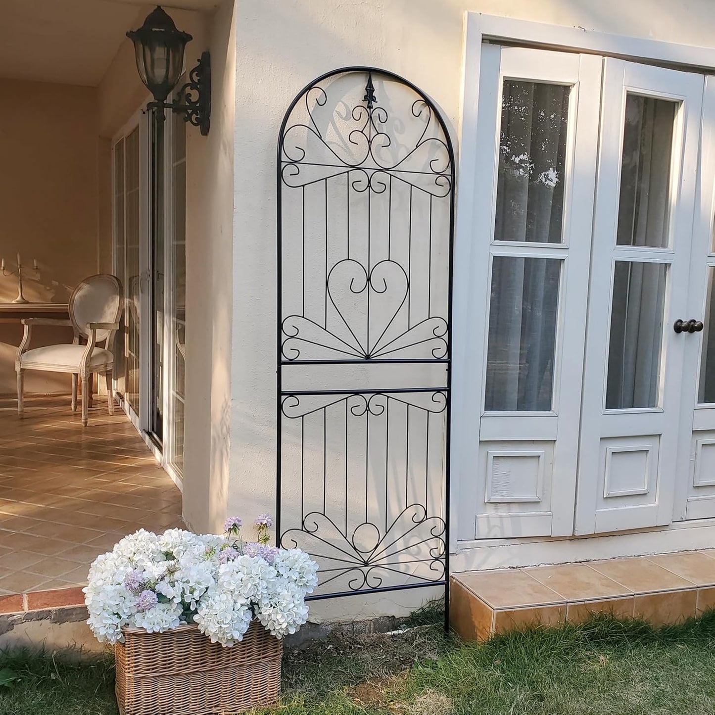 SCENDOR Metal Trellis 82.7" H x 26.7" W Powder-Coated Black Attractive Plant Support Garden Trellis Stylish Garden Addition Lattice Outdoor Yard Décor Roses Vine Ivy Clematis Trellises Black 1 Pack