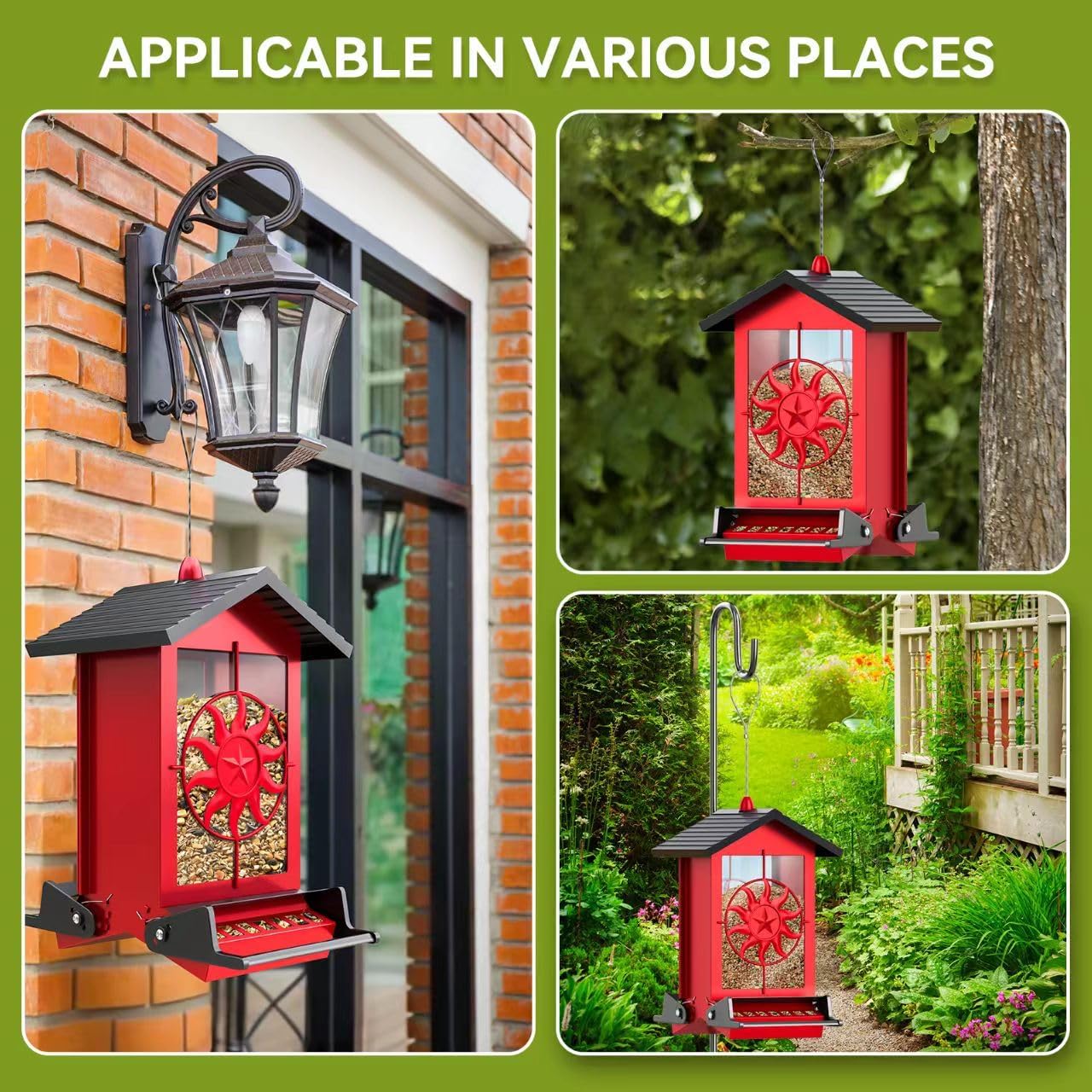 Squirrel Proof Bird Feeders for Outdoors, 5LBS Large Capacity Metal Wild Bird Feeder with Bilateral Weight-Activated Perches, Anti Squirrel Bird Feeders for Outside Finch, Cardinal, Blue Jay