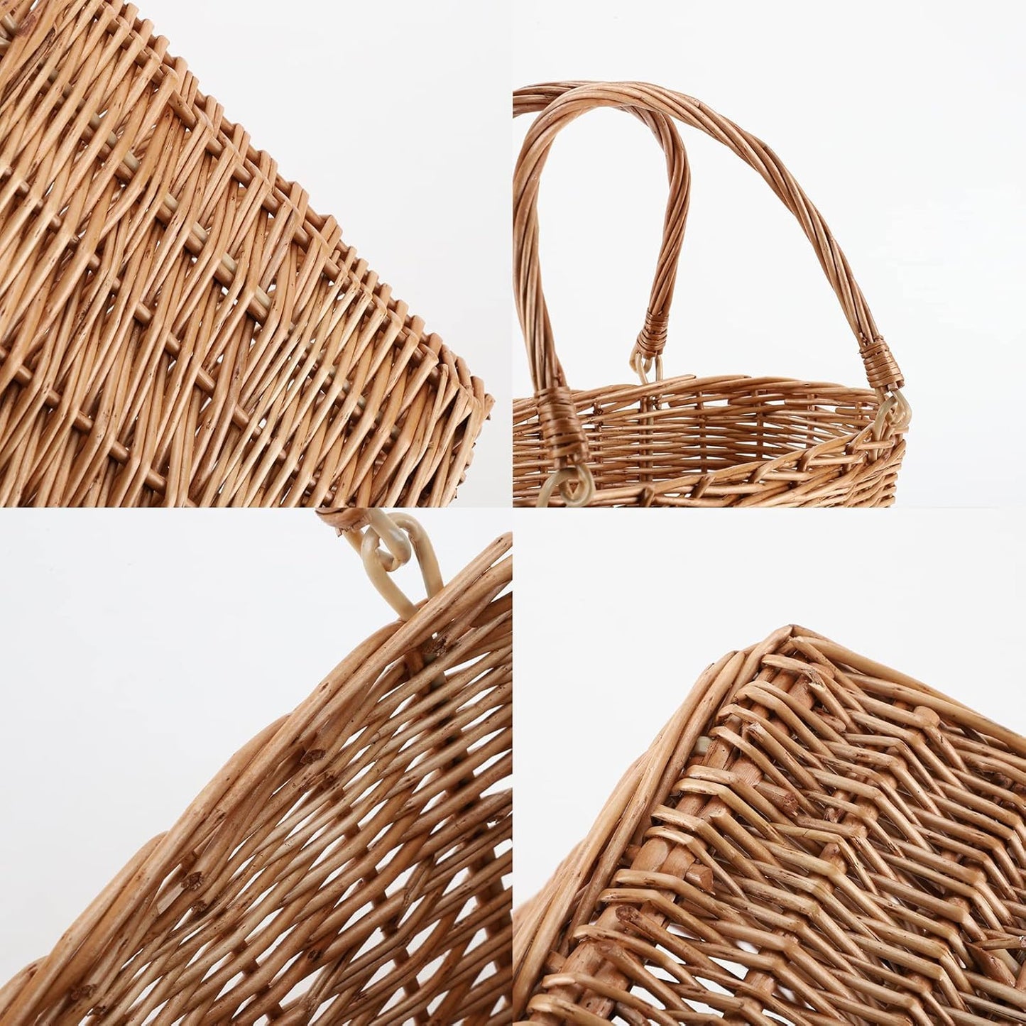 Natural Wicker Picnic Basket with Handle - Woven Willow Basket for Eggs, Candy, Groceries, Flowers, Gifts, Home & Outdoor Storage, 13x6x8 inches