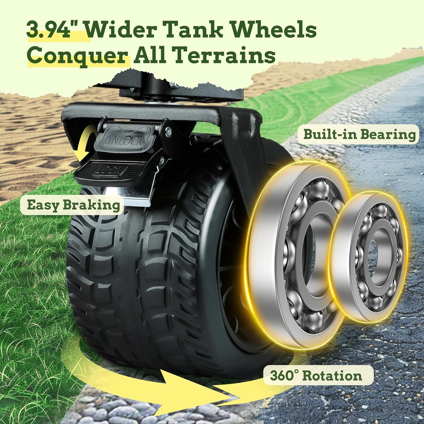 LUXCOL Collapsible Folding Wagon, Heavy Duty Utility Beach Wagon Cart for Sand with Big Wheels, Adjustable Handle&Drink Holders for Shopping, Camping,Garden and Outdoor