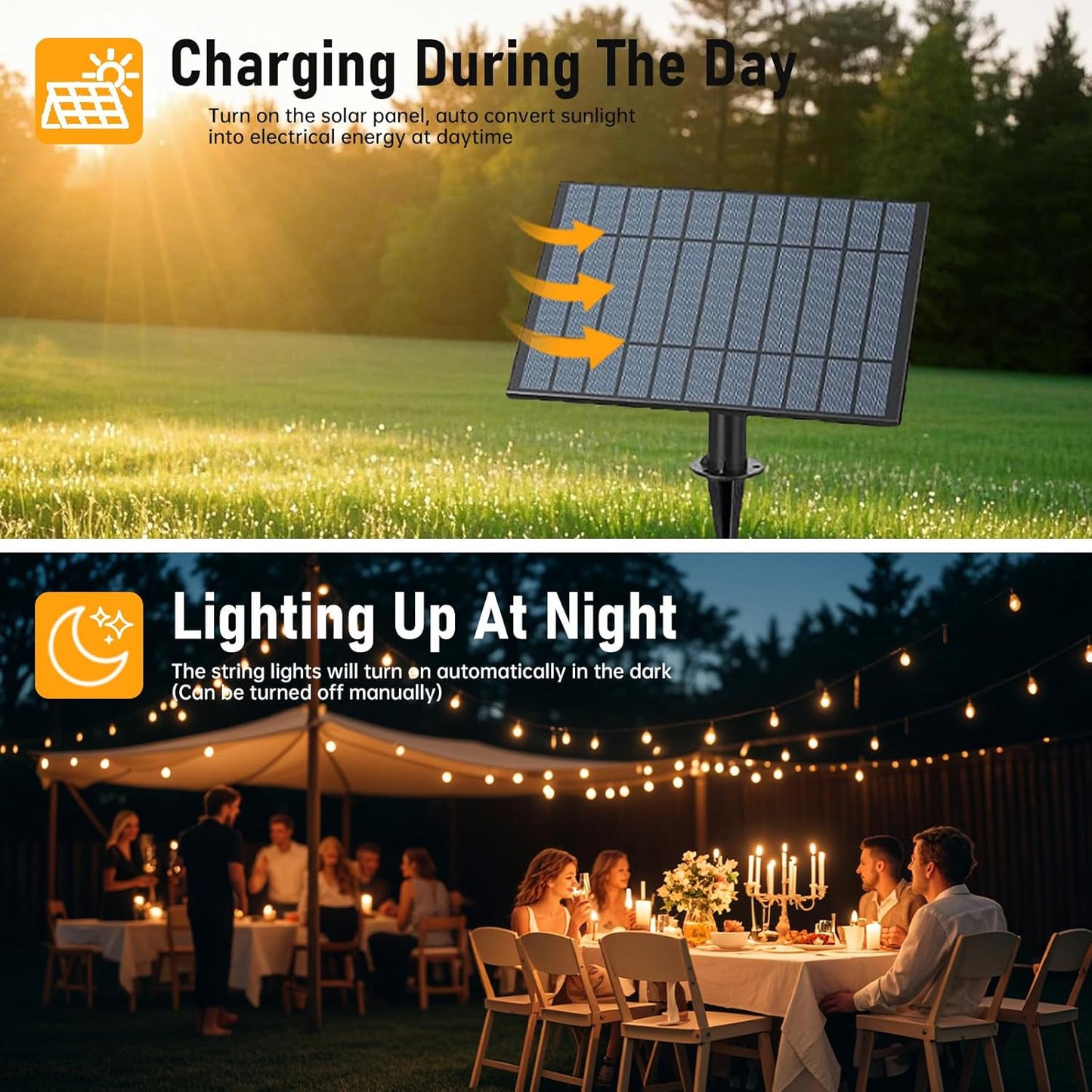 Solar String Lights Outdoor Waterproof, 100FT Solar Powered Outdoor Lights with Remote, 52 Shatterproof with Edison Bulbs, LED String SolarLights for Garden, Backyard, Parties