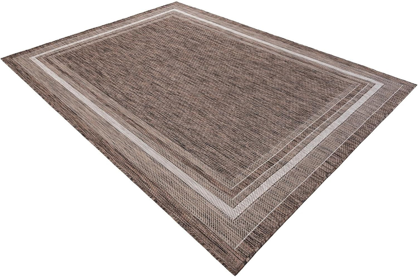 Unique Loom Outdoor Border Collection Area Rug - Soft Border (5' 3" x 7' 1" Rectangle Brown/Ivory)