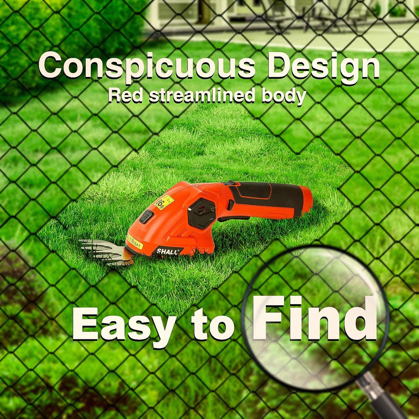 SHALL 2 in 1 Cordless Grass Trimmer & Hedge Shears - 7.2V Electric Shrub Cutter w/Pruning Scissors, Rechargeable Battery & Fast Charger