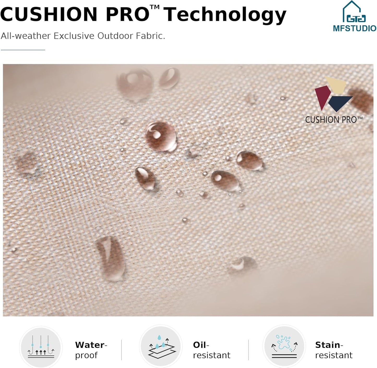 MFSTUDIO 5 Seats Large Metal Patio Conversation Sets, 4 Pieces Outdoor Sectional Furniture Sofa with 2 x Motion Chairs, 1 x 3-seat Sofa and 1 x 45 inches Rectangular Propane Fire Pit Table