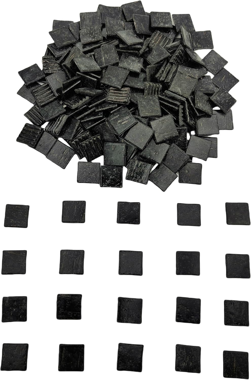 3/4 inch Quartz Glass Mosaic Tiles for Crafts, 1.1 LB, Square Mosaic Pieces for DIY Picture, Home Mosaic Decoration (Black)