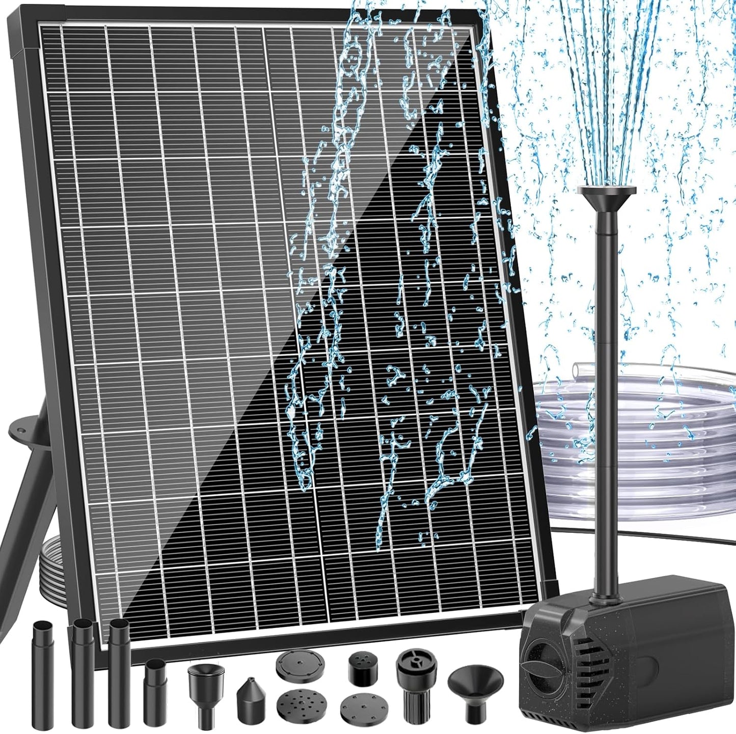 Antfraer Solar Pond Pump, 25W Solar Fountain Pump 410GPH Flow Adjustable with 16.5FT Cord/6.6FT PVC Tubing for Fish Pond Pool Garden Waterfall Hydroponics DIY Water Features