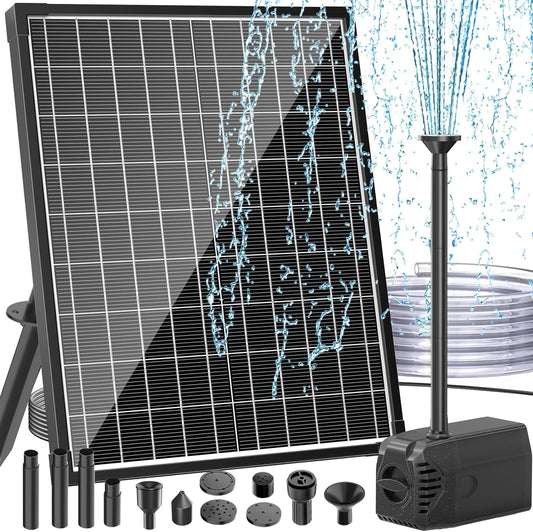 Antfraer Solar Pond Pump, 25W Solar Fountain Pump 410GPH Flow Adjustable with 16.5FT Cord/6.6FT PVC Tubing for Fish Pond Pool Garden Waterfall Hydroponics DIY Water Features