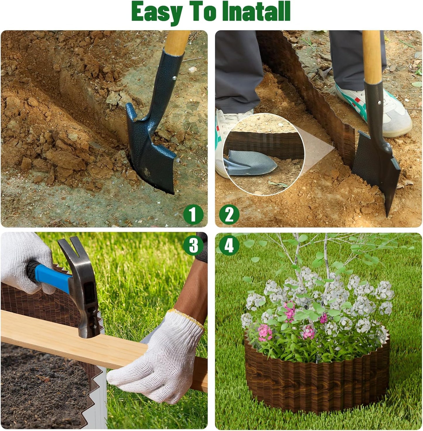 SnugNiture Corrugated Metal Garden Edging,6"×80'Sturdy Lawn Edging Border,Landscape Edging Border for Lawn, Flower Bed,Garden and Yard(Brown)