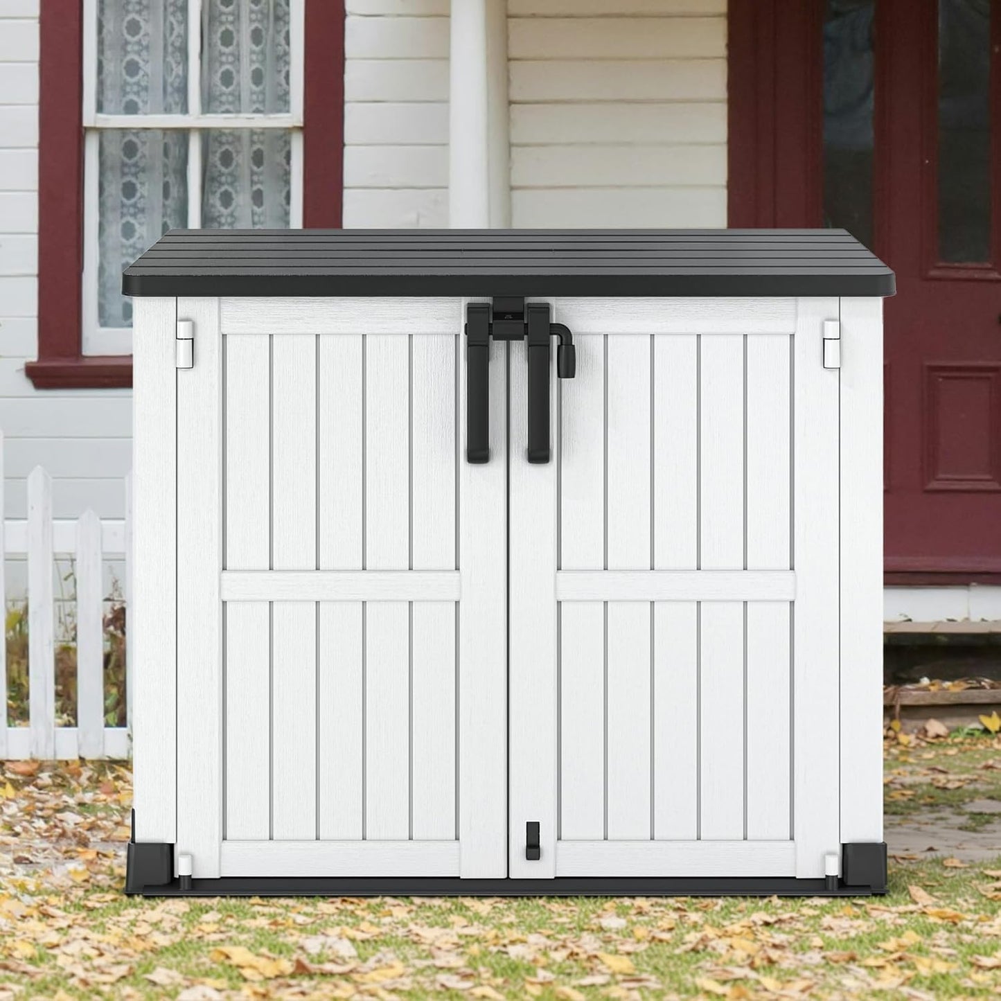 NUNU LAB Outdoor Storage Cabinet 36 Cu.Ft Garden Storage Shed Waterproof Lockable for Garden Hoses, Generator, and Lawn Mower