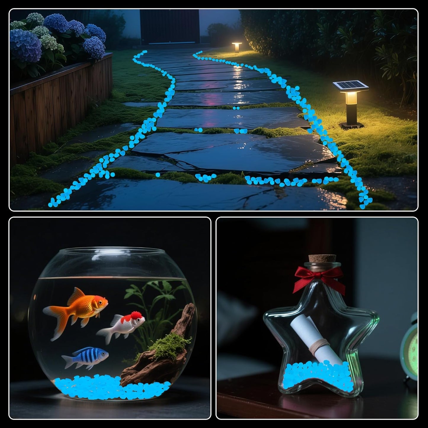 Glow in The Dark Rocks Outdoor Garden Pebbles Stones, 1.2Lbs White Fish Tank Glow Rocks Resin Glowing Pebbles for Garden/Aquarium/Planter/Walkway/Driveway