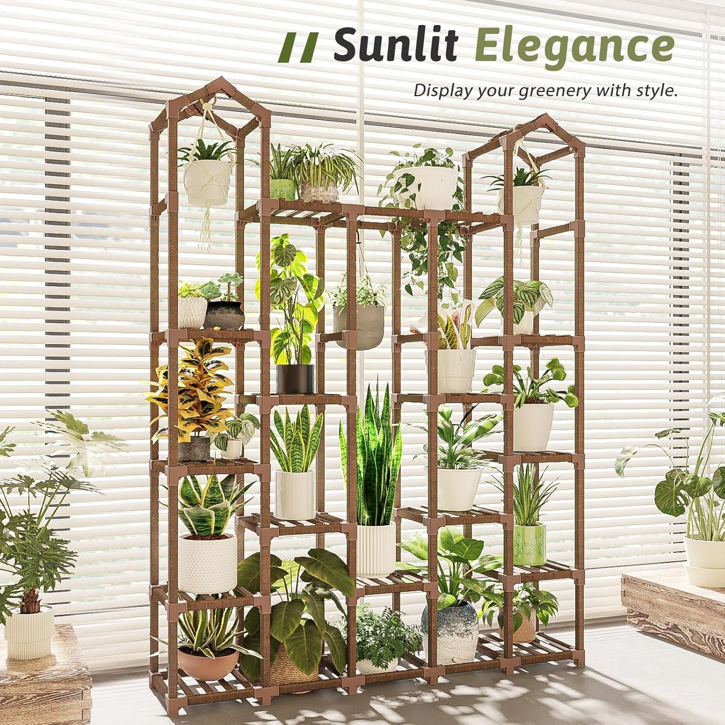 Large Plant Stand Indoor Plant Stands Outdoor Tall Plant Shelf for 18-23 Pots Corner Tiered Plants Stands for Multiple Plants Wood Hanging Plants Holder for Garden Balcony Patio Window Porch