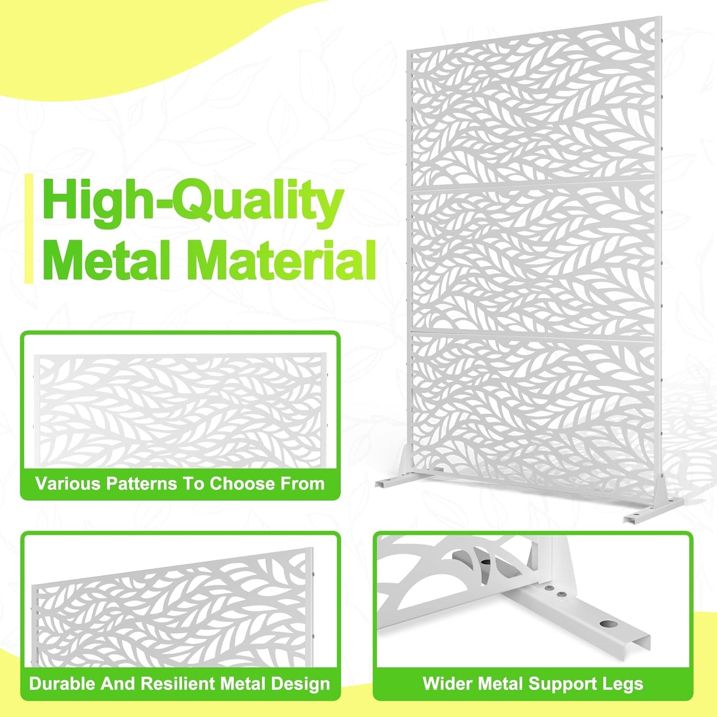 Outdoor Privacy Screen,72" H×47" W Metal Privacy Screen, Freestanding Privacy Fence Panels for Patio