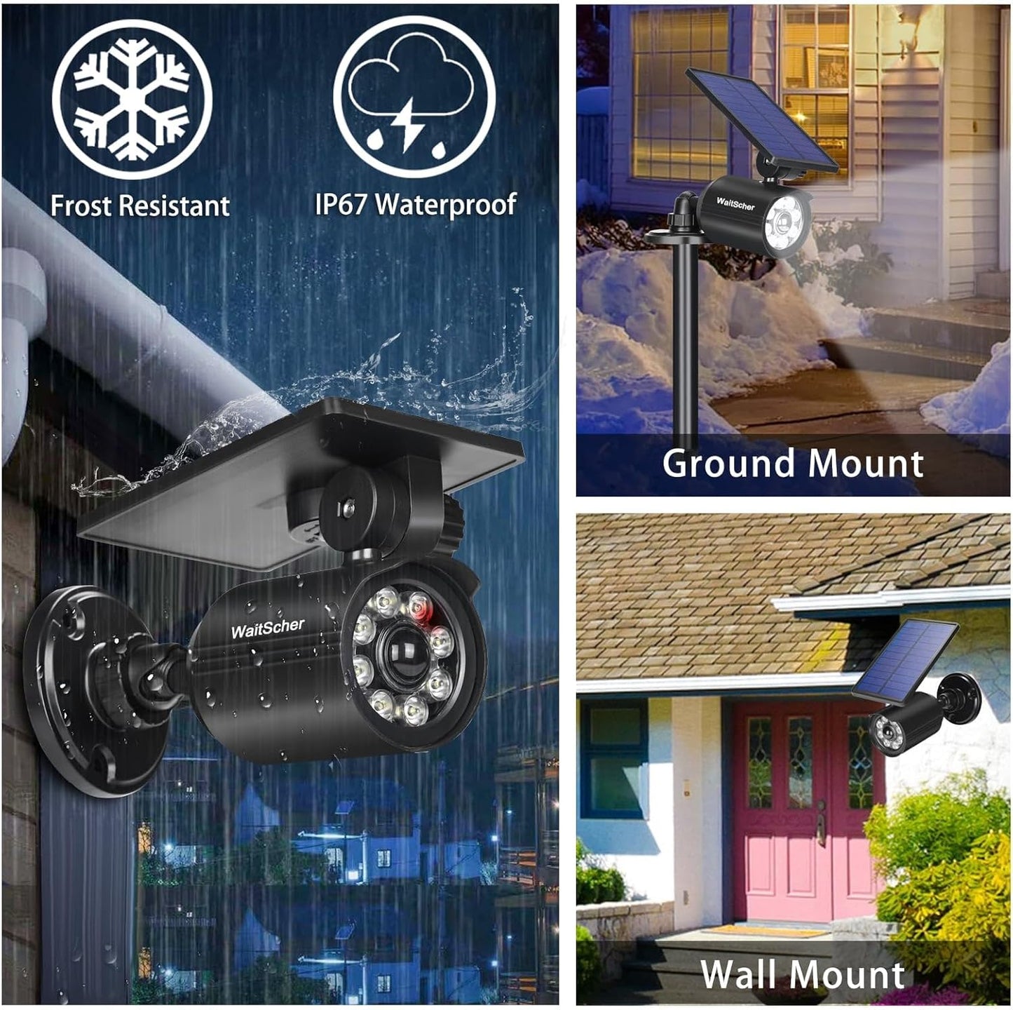 Solar Motion Lights Outdoor IP67 Waterproof Security Flood Lights 1800LM 3600mAh for Garage, Driveway, Path, Patio, Front Door, Landscape 4 Pack