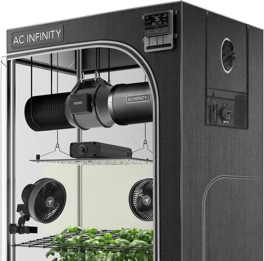 AC Infinity Advance Grow System 4x4, 4-Plant Kit, WiFi-Integrated Grow Tent Kit, Automate Ventilation, Circulation, Schedule Full Spectrum Samsung LM301H LED Grow Light, 2000D Mylar Tent