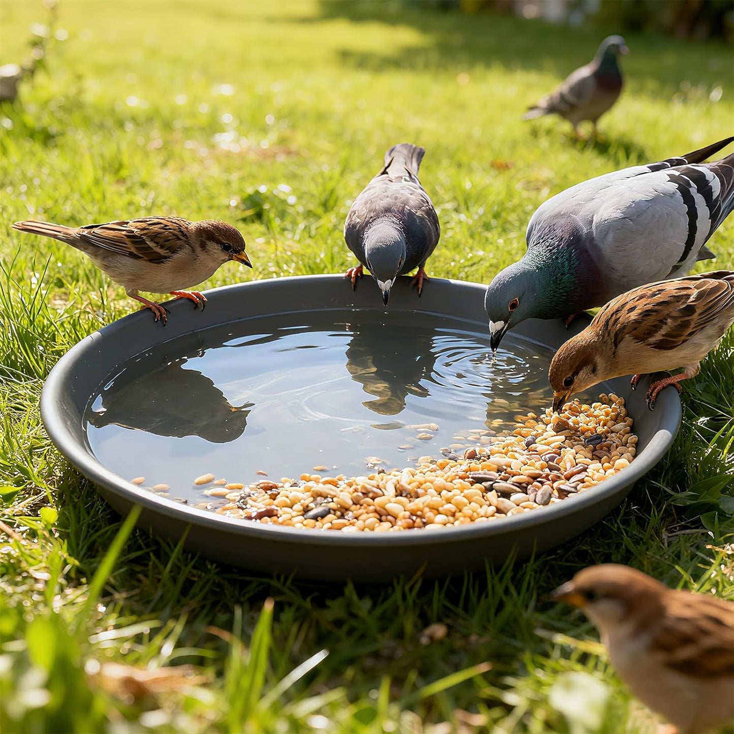TITE Plant Saucer Heavy Large Planter Durable Thicker Plastic Plant Trays for Indoors and Outdoor,Plant Saucer Drip Trays (Grey, 14 inch)