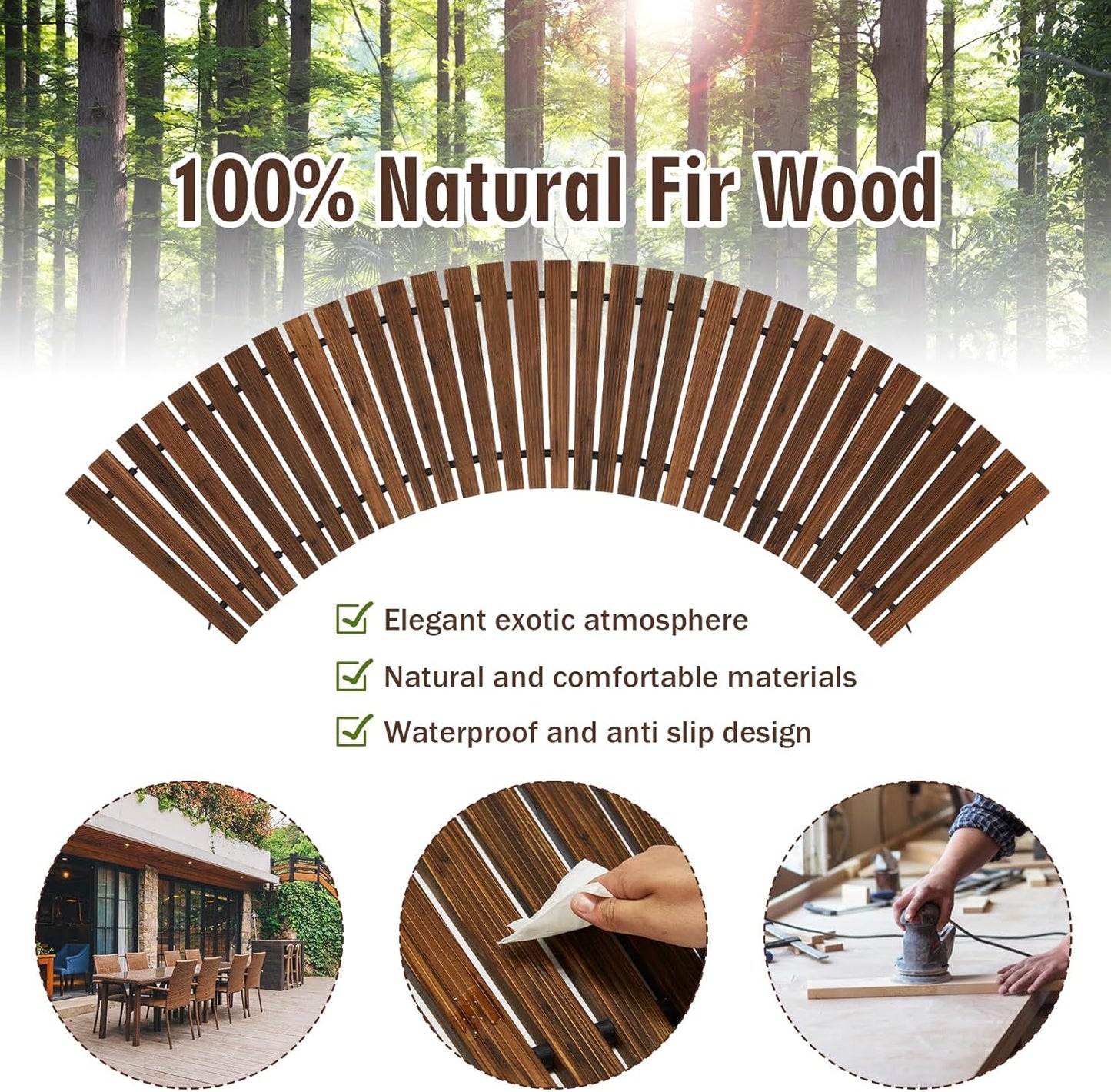 6FT Wooden Garden Pathway,Outdoor Roll Out Decorative Curved Walkway,Weather-Resistant Patio Path,Non-Slip Pavers Boardwalk for Garden, Backyard, Beach, Wedding Party Pathways