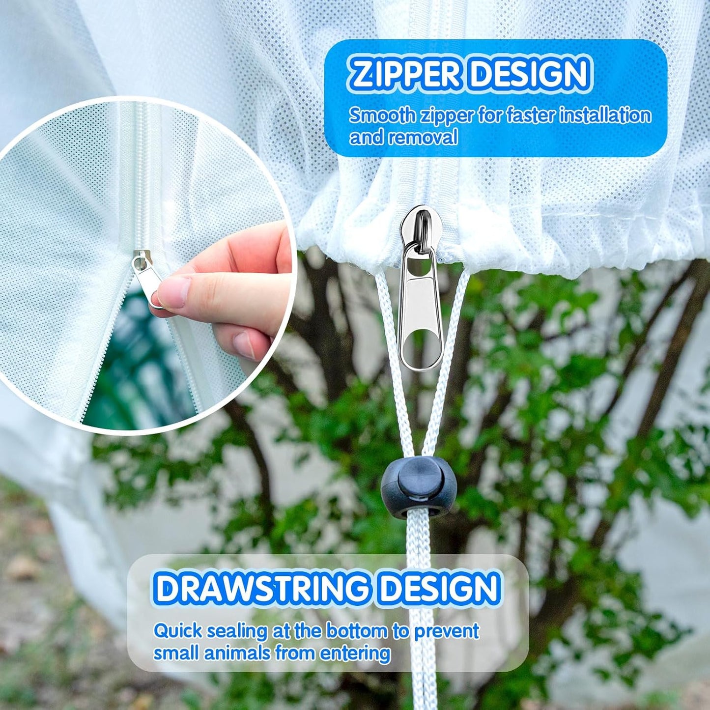 KXCOFTXI 2Pcs Plant Covers, 7.9x5.9FT Winter Tree Covers with Drawstring and Zipper, Frost Cloths for Outdoor Plants (White)