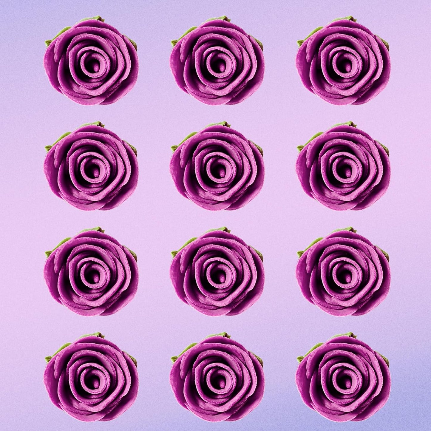 Confect Edible Rose Cake Toppers For Cupcakes & Doughnut Edible Toppers Roses for Cake Decorations - Fuchsia Pink | Vegan, Gluten-Free, Soy-Free, Dairy-Free, Palm Oil-Free -Pack of 12