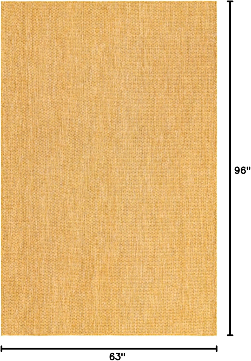 Unique Loom Collection Casual Transitional Solid Heathered Indoor/Outdoor Flatweave Area Rug (5' 3" x 8' Rectangle, Corn Harvest Yellow)