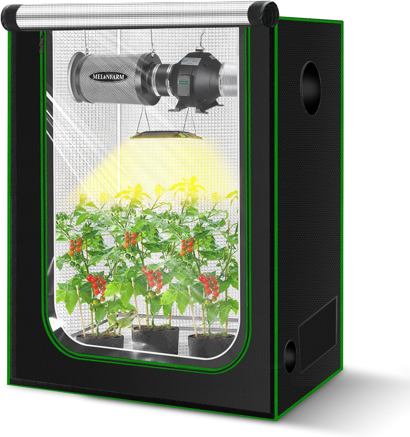 MELONFARM 4x2 Grow Tent, 48"x24"x60" Double Transparent Viewing Door Indoor Grow Tent, Growing Tent with High Reflective Mylar & Floor Tray, Plant Tent for Indoor Hydroponics Growing