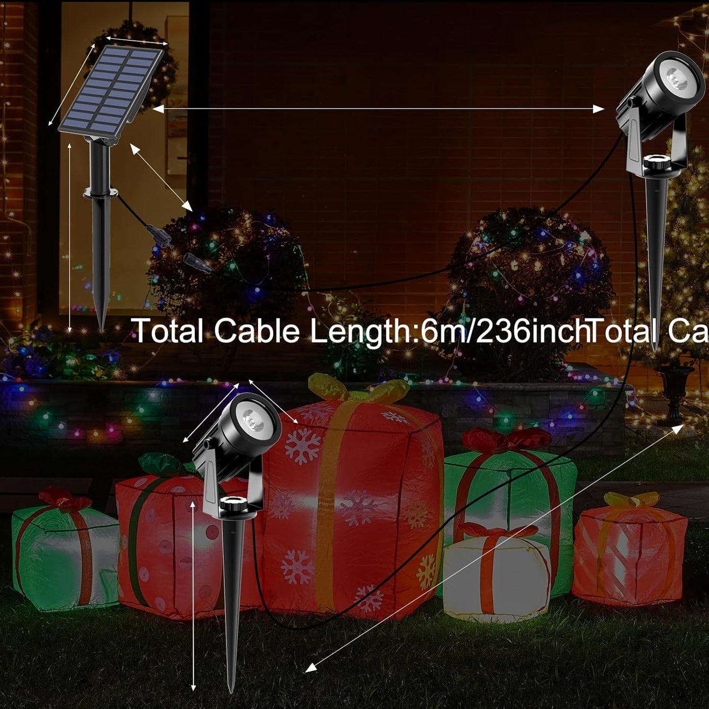 T-SUNUS Halloween Color Changing Solar Spot Lights Metal, RGB LED Landscape Spotlights IP65 Waterproof Spotlight 2-in-1 for Outdoor Uplighting Garden Pathway Christmas Trees Flag Pond Yard